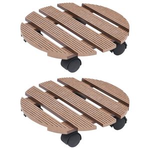 vidaXL Voziček za rastline 2 kosa rjav &Oslash;30x7,5 cm WPC