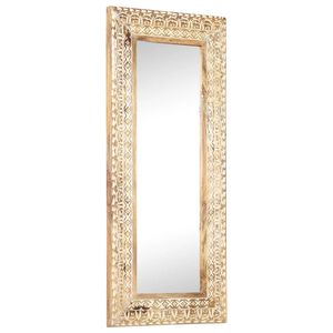 vidaXL Ročno izrezljano ogledalo 110x50x2,6 cm trden mangov les