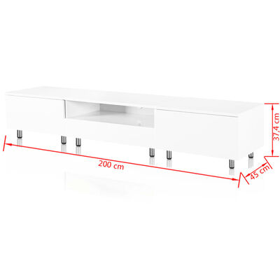 LED belo visoko sijajno TV stojalo 200 cm