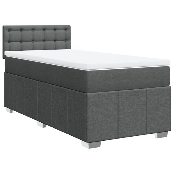 vidaXL Box spring postelja z vzmetnico temno siva 90x190 cm blago
