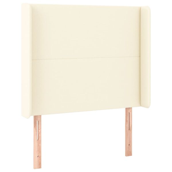 vidaXL Vzglavje z u&scaron;esi krem 103x16x118/128 cm umetno usnje