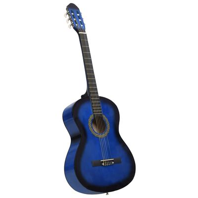 vidaXL Klasična kitara za začetnike 12-delni komplet modra 4/4 39"