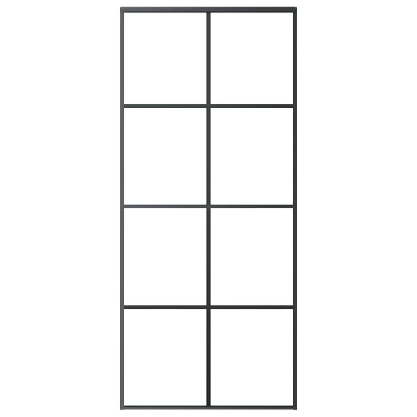 vidaXL Drsna vrata iz aluminija in ESG stekla 90x205 cm črna