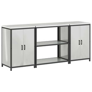 vidaXL Kuhinjski set za shranjevanje 3 pcs srebrna Cinkana jeklena