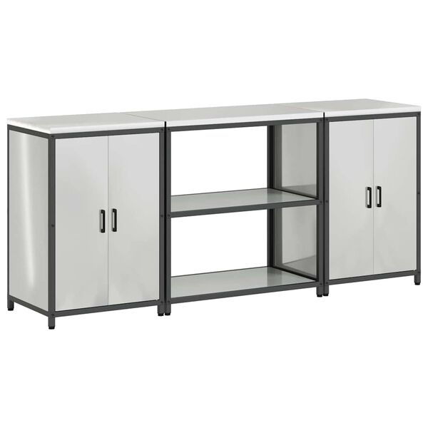 vidaXL Kuhinjski set za shranjevanje 3 pcs srebrna Cinkana jeklena