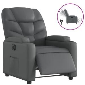 vidaXL Električni naslanjač sivo umetno usnje