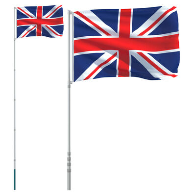 vidaXL Zastava Združenega kraljestva in drog 5,55 aluminij
