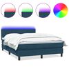 vidaXL Box spring postelja z vzmetnico LED temno modra 140x210 cm žamet