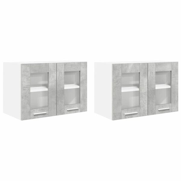 vidaXL Viseča omarica z vrati 2 pcs Betonsko siva 60 x 31 x 40 cm