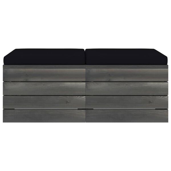 vidaXL Vrtni tabure iz palet 2 kosa z blazinami trdna borovina