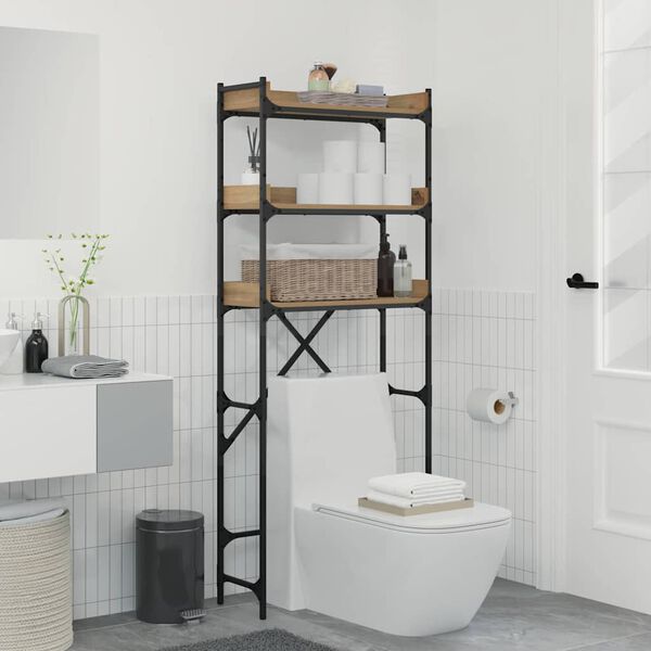 vidaXL Polica za pralni stroj s polico Umetni hrast 67 x 25 x 163 cm