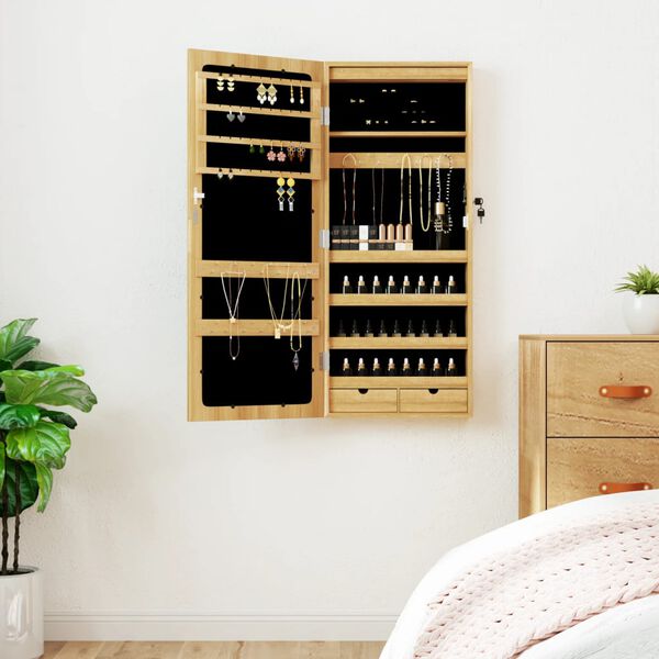 vidaXL Omarica za nakit z ogledalom in LED lučmi stenska