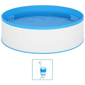 vidaXL Bazen z visečim lovilcem umazanije s črpalko 350x90 cm bel