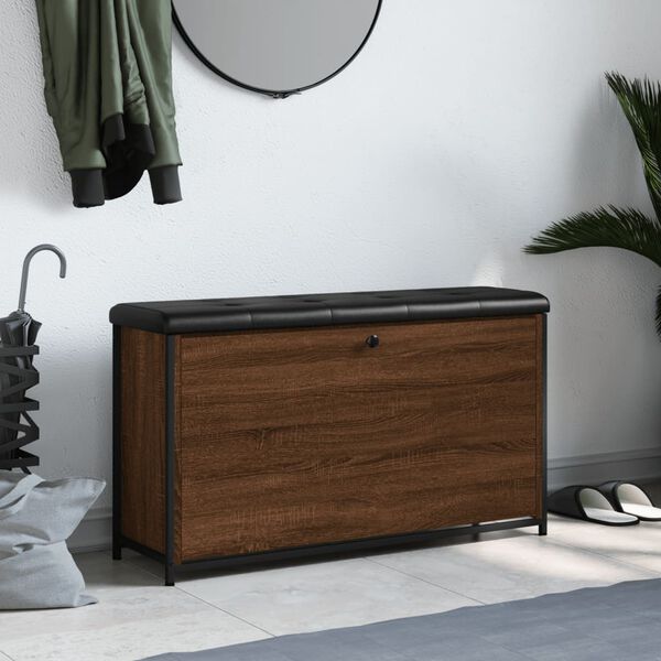 vidaXL Klop za čevlje s preklopnim predalom rjavi hrast 102x32x56 cm