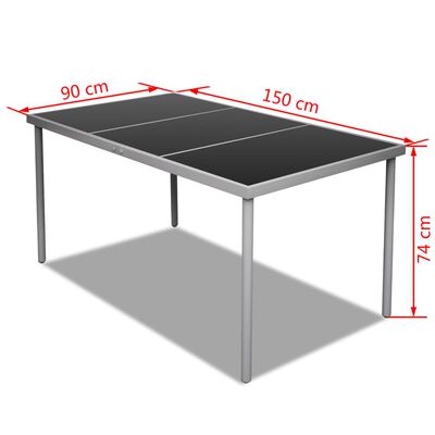 vidaXL Vrtna miza s stekleno površino 150x90x74 cm