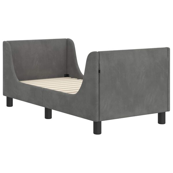 vidaXL Posteljica za malčke z vzglavjem Temno siva 70 x 140 cm Žamet