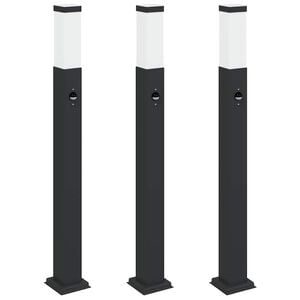 vidaXL Stebričke s senzorjem 3 kosi 80 cm črne IP44