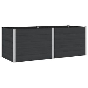 vidaXL Vrtna visoka greda Črna 250 x 100 x 91 cm WPC in aluminij
