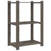 vidaXL Stojalo s policami 3-nadstropno sivo 60x38x90 cm trdna borovina