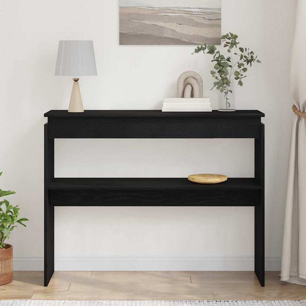 vidaXL Konzolna miza Črna Orehovina 80 x 30 x 102 cm Konstruiran les