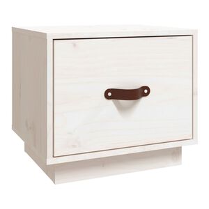 vidaXL Nočna omarica bela 40x34x35 cm trdna borovina