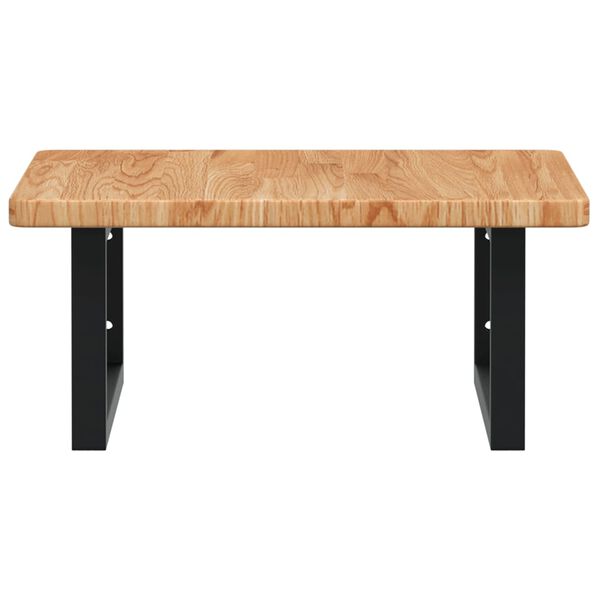 vidaXL Stenska polica za umivalnik jeklo in trdna hrastovina