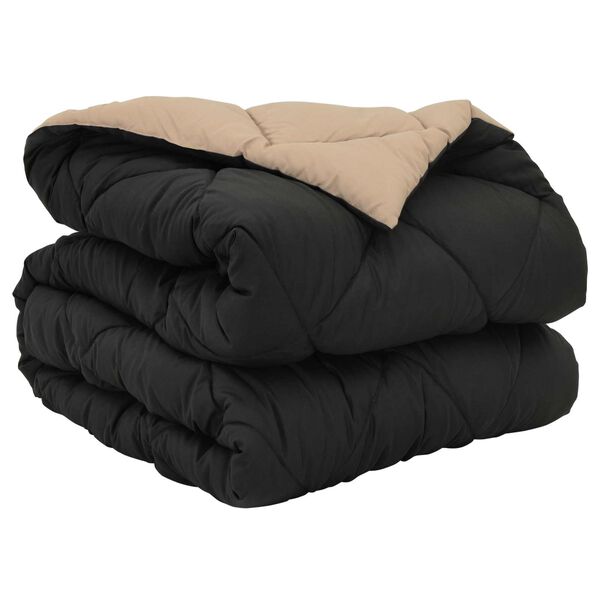 vidaXL Polna celoletna prevleka Črna in taupe 220 x 135 cm Mikrovlakna