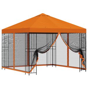 vidaXL Vrtni gazebo s stranskimi stenami 3 x 3 m Oranžna