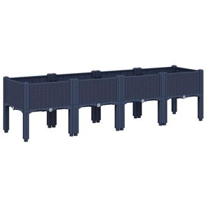 vidaXL Cvetlično korito z nogami modro sivo 160x40x42 cm PP