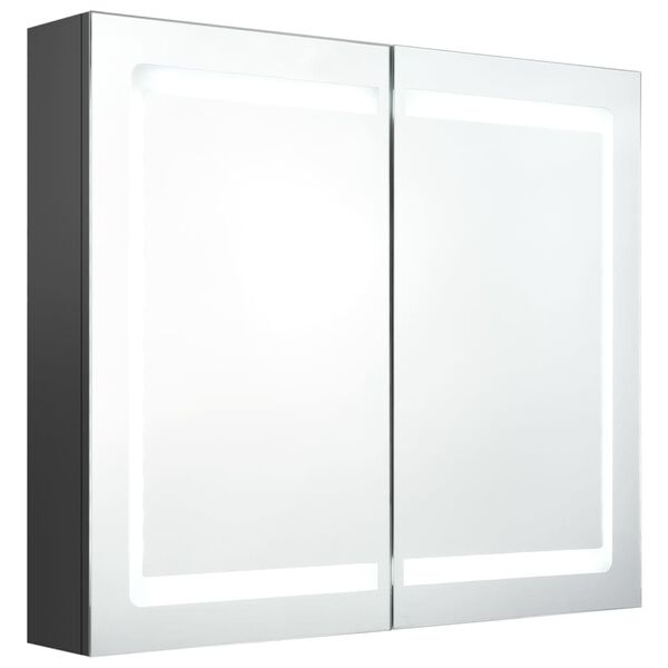 vidaXL LED kopalniška omarica z ogledalom siva 80x12x68 cm