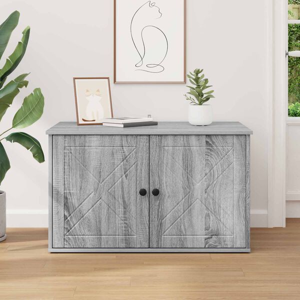 vidaXL Mačja hi&scaron;a Siva Sonoma 85 x 55 x 50 cm Konstruiran les