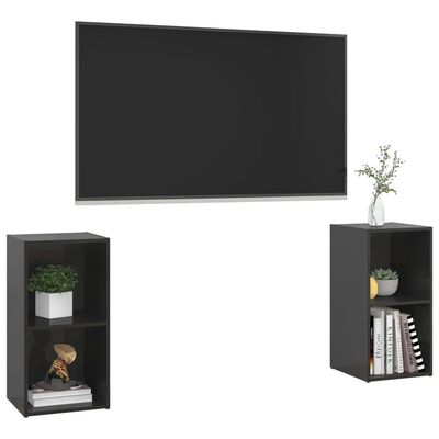 vidaXL TV omarice 2 kosa visok sijaj črne 72x35x36,5 cm iverna plošča