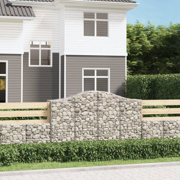 vidaXL Obokane gabion košare 12 kosa 200x50x120/140cm pocinkano železo
