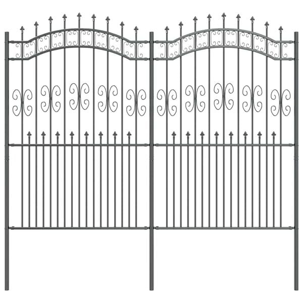 vidaXL Vrtna ograja Siva 240 x 228 cm Jeklo s pra&scaron;nim premazom