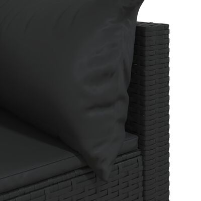 vidaXL Vrtna sedežna garnitura 3-delna z blazinami črn poli ratan