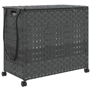 vidaXL Ko&scaron;ara za perilo s kolesi siva 66x35x60 cm ratan