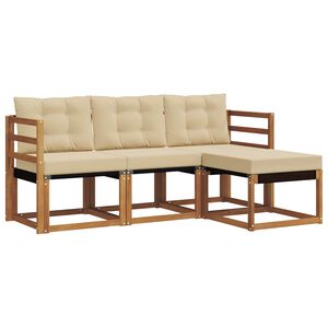 vidaXL Zunanja garnitura za sedenje z blazino 4 pcs Naravna in bež