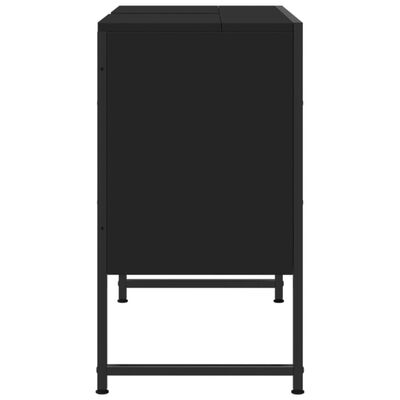 vidaXL Kopalniška omarica za umivalnik črna 80x33x60 cm inženirski les