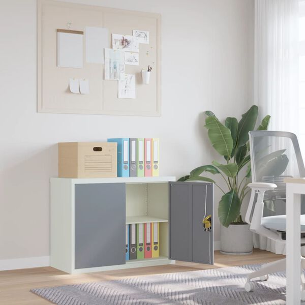 vidaXL Arhivska omara svetlo siva in temno siva 90x40x70 cm jeklo