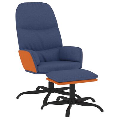 vidaXL Stol za sproščanje s stolčkom modro blago