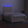 vidaXL Box spring postelja z vzmetnico LED krem 120x190 cm blago