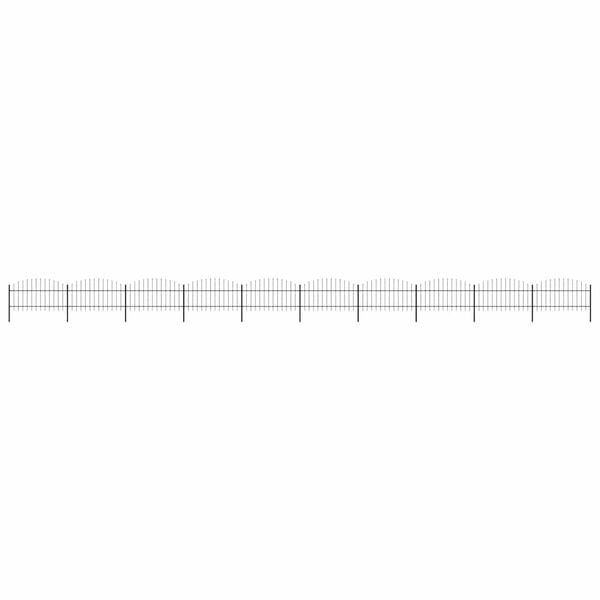 vidaXL Vrtna ograja s suličastim vrhom jeklo 1781,5 x 125 cm črna