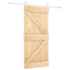 vidaXL Drsna vrata Naravna in bela 90 x 210 cm Trdna borovina