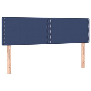 vidaXL Posteljno vzglavje modra 144x5x78/88 cm blago