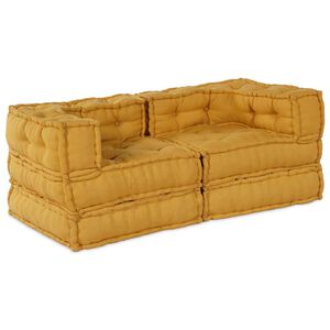 vidaXL Modularna sedežna enota 2 kos Blago Rumena 140 x 70 x 56 cm