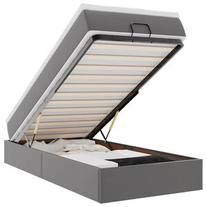 vidaXL Otomanski posteljni okvir z vzmetnico siv 80x200 cm um. usnje