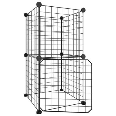 vidaXL Ograda za hišne ljubljenčke z 8 paneli črna 35x35 cm jeklo