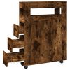 vidaXL Ozka kopalni&scaron;ka omarica s kolesi dimljeni hrast inženirski les