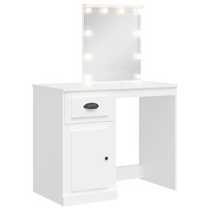 vidaXL Toaletna mizica z LED lučkami bela 90x42x132,5 cm