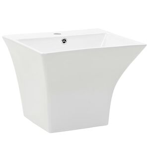vidaXL Stenski umivalnik iz keramike 500x450x410 mm bel